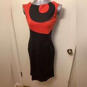 NWT Asymmetrical Red and Black  Midi Dress Size 38 / Medium
